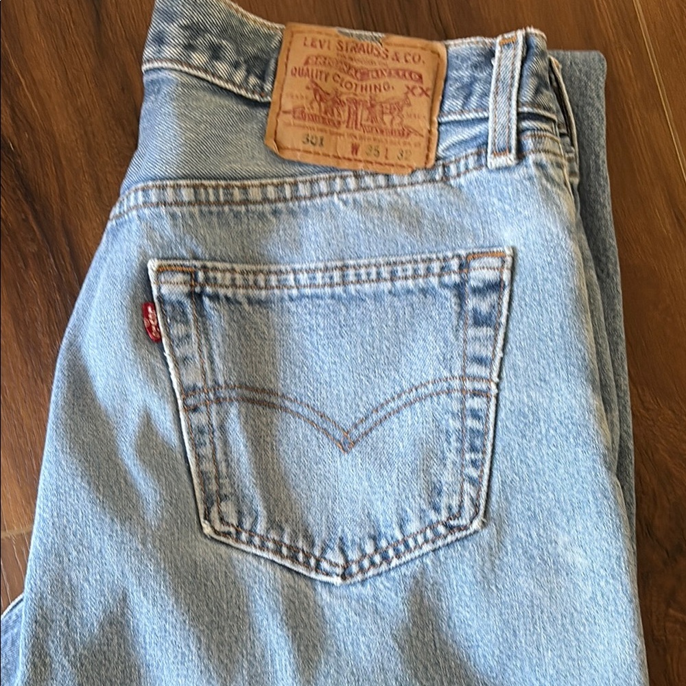 Vintage Light Blue Button-Fly Jeans